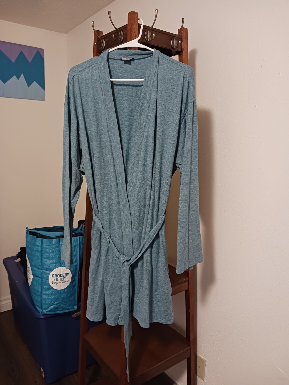 VENUS Women's Heather Teal Open-Front Robe with Tie Waist